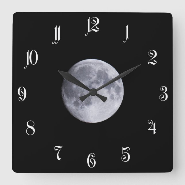 Vollmond Quadratische Wanduhr (Vorderseite)
