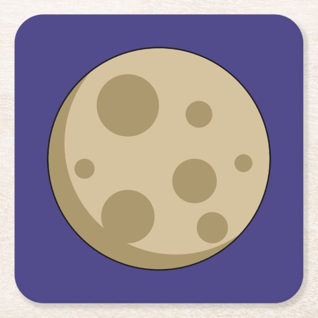 Vollmond Rechteckiger Pappuntersetzer (Vorderseite)