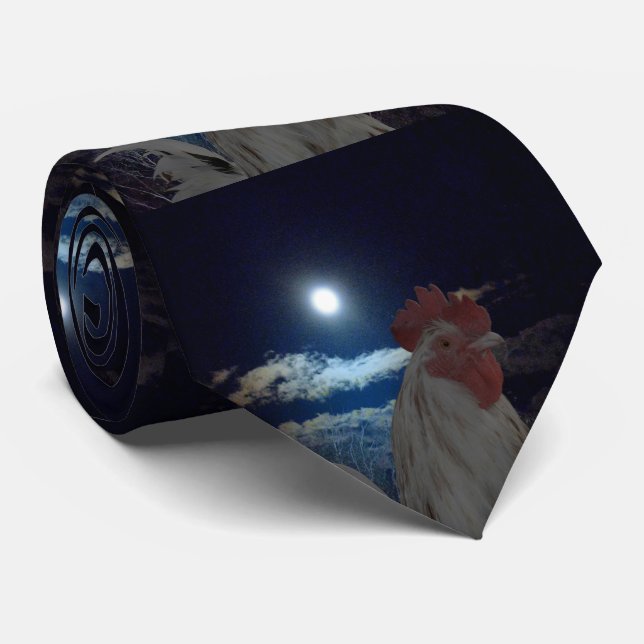 Vollmond-Rooster, Neck Tie Krawatte (Gerollt)