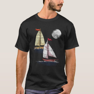 Vollmond Sailboat Segelschiff Seefahrer Seefahrer T-Shirt