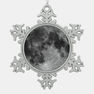 Vollmond Schneeflocken Zinn-Ornament