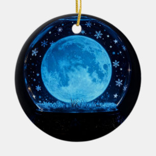 Vollmond-Schneekugel Mystisch Magisch Keramik Ornament