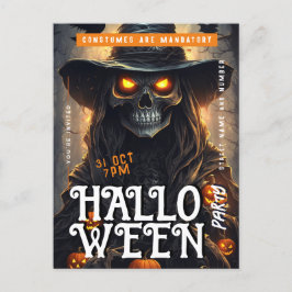 Vollmond Schwarz-Weiß-Halloween-Party Einladung Postkarte