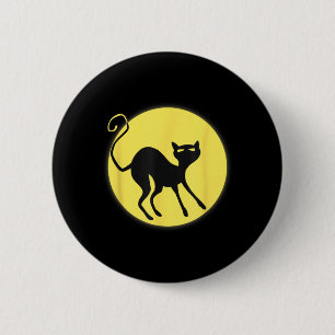 Vollmond-Schwarze-Katze-Frohes-Halloween-Kitty-Car Button