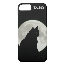 Vollmond Schwarze Katze rückblickend iPhone 8/7 Hülle