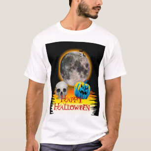 Vollmond, Skull und Blue Pumpkin am Abend. T-Shirt