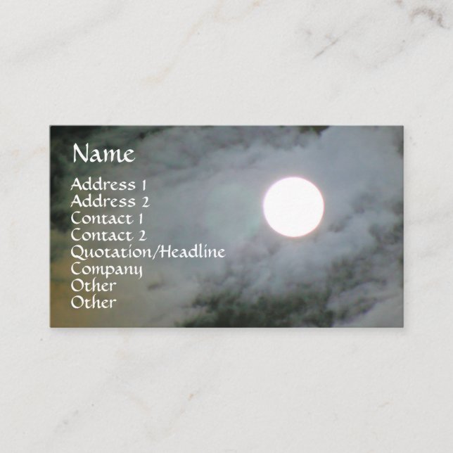 Vollmond Sky Nature Fotografy Business Card Visitenkarte (Vorderseite)