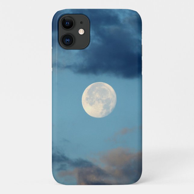 Vollmond Sonnenuntergang Wolken Art Phone Case (Rückseite)