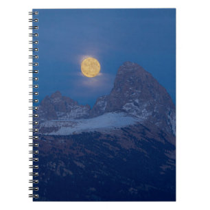 Vollmond steigt Grand Teton Driggs, Idaho Notizblock