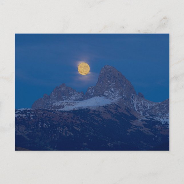 Vollmond steigt | Grand Teton Driggs, Idaho Postkarte (Vorderseite)