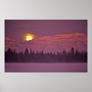 Vollmond steigt über dem Teakettle Mountain währen Poster