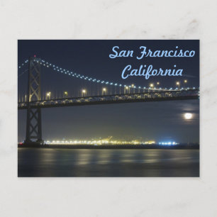 Vollmond steigt unter San Francisco Bay Bridge Postkarte