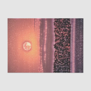 Vollmond Sterne Orange Lila Sunset Beach Art Seidenpapier