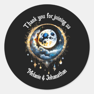 Vollmond Sternenhimmel Himmel Himmelskel chic Runder Aufkleber