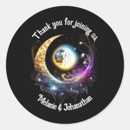 Vollmond Sternenhimmel Himmelsmagenta Runder Aufkleber