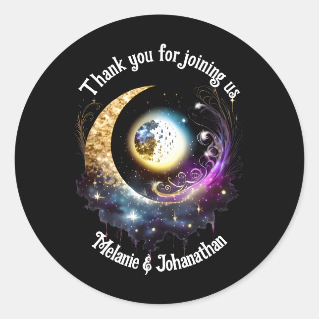 Vollmond Sternenhimmel Himmelsmagenta Runder Aufkleber (Vorderseite)