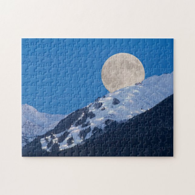 Vollmond über Alyeska Ski Resort, Alaska Puzzle (Horizontal)