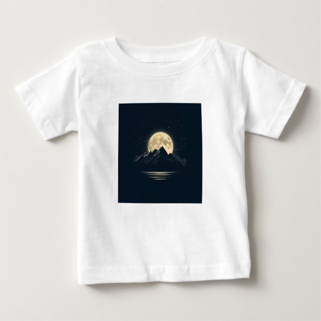 Vollmond über Berge - Landschaftlicher Nachthimmel Baby T-shirt (Vorderseite)