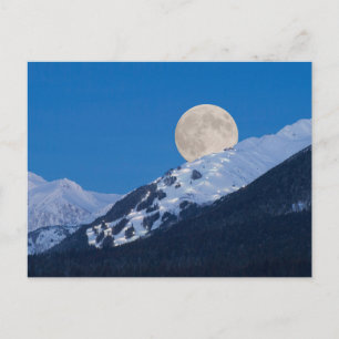 Vollmond über dem Alyeska-Skigebiet, Alaska Postkarte