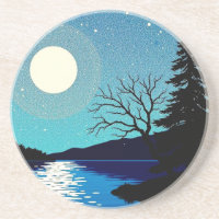 Vollmond über den Fluss Sandstone Untersetzer