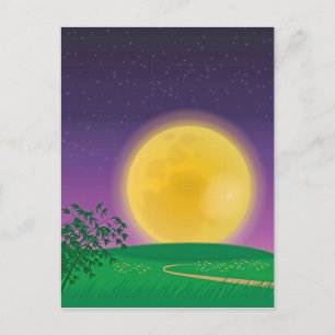 Vollmond über die Landschaft der Hügel mit Starry  Postkarte