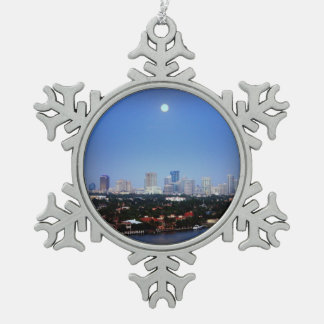Vollmond über Fort- Lauderdalebaum-Verzierung Schneeflocken Zinn-Ornament