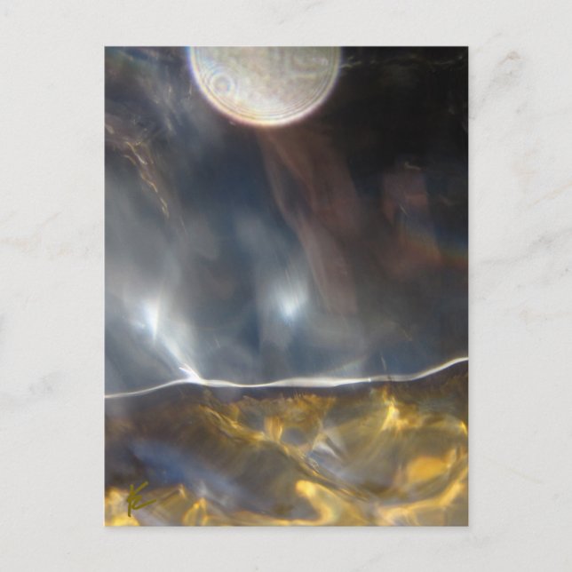 Vollmond über goldenes Land, Friedlich, ösoterisch Postkarte (Vorderseite)