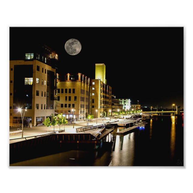 Vollmond über grüne Bucht Fotodruck (Vorne)