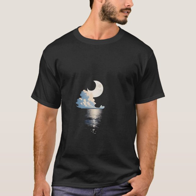 Vollmond über Meer T-Shirt (Vorderseite)