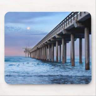 Vollmond über Pier, Kalifornien Mousepad
