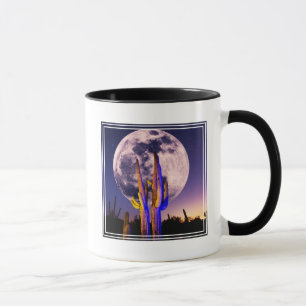 Vollmond über Saguaro-Kakteen Tasse