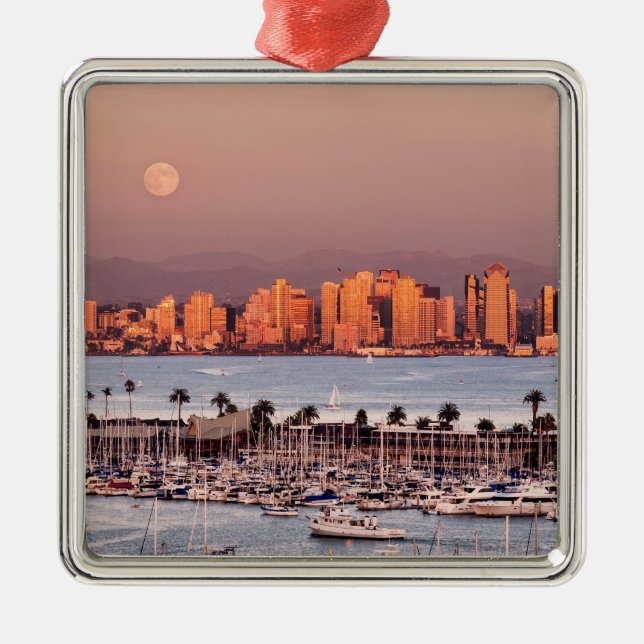 Vollmond über San Diego Ornament Aus Metall (Vorne)