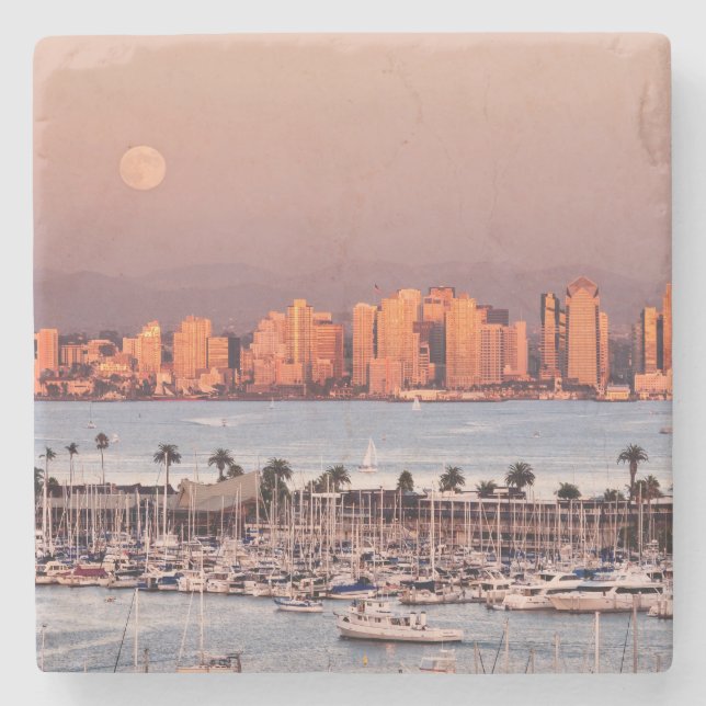 Vollmond über San Diego Steinuntersetzer (Vorderseite)
