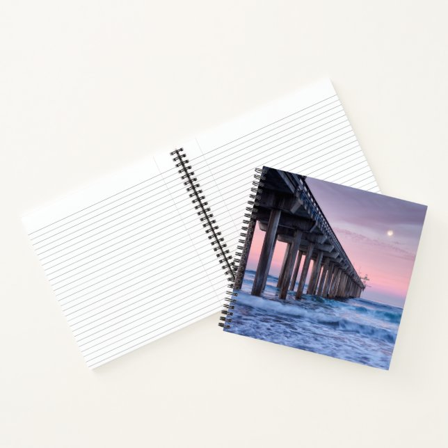 Vollmond über Scripps Pier Notizbuch (Innenseite)
