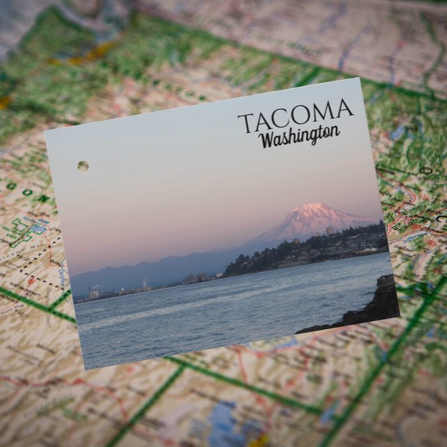 Vollmond über Tacoma, Washington Travel Postkarte (In Situ Map)