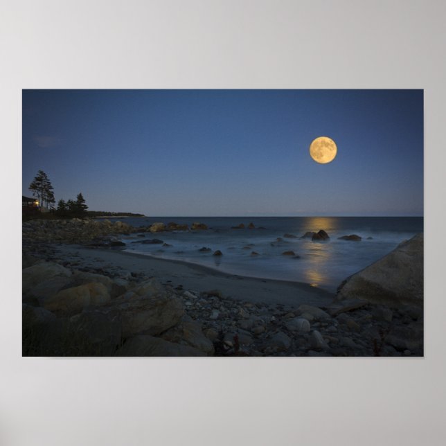 Vollmond über weißem Punkt Poster (Vorne)