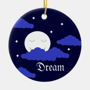 Vollmond um Mitternacht & Sterne: Keramik Ornament