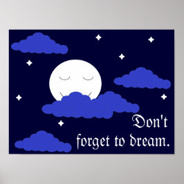 Vollmond um Mitternacht und Sterne Poster