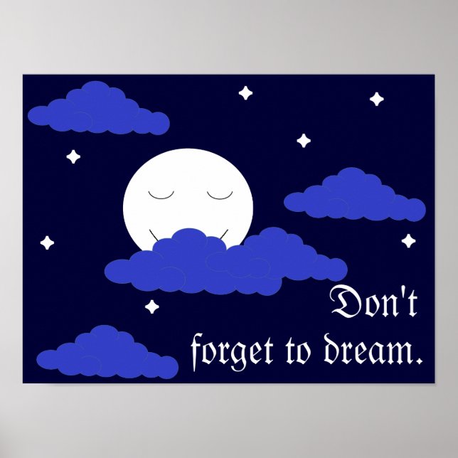 Vollmond um Mitternacht und Sterne Poster (Vorne)