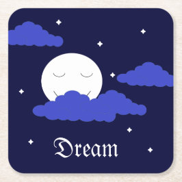 Vollmond um Mitternacht und Sterne Rechteckiger Pappuntersetzer