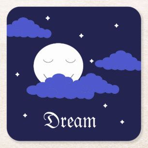 Vollmond um Mitternacht und Sterne Rechteckiger Pappuntersetzer