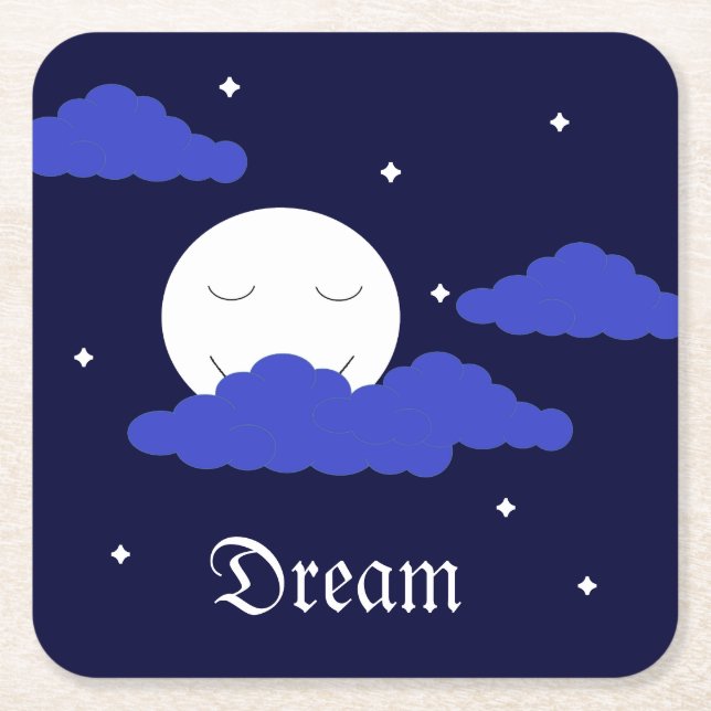 Vollmond um Mitternacht und Sterne Rechteckiger Pappuntersetzer (Vorderseite)