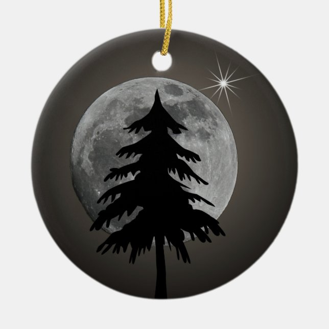 VOLLMOND UND BAUM KERAMIKORNAMENT (Vorne)