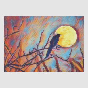 Vollmond- und Crow-Herbst Digitale Malerei Seidenpapier
