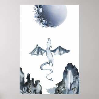 Vollmond und Dragon Dusty Blue Poster