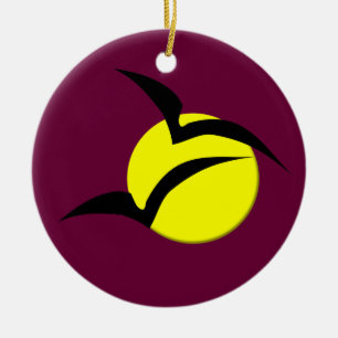Vollmond und Fledermäuse Anhänger Keramik Ornament