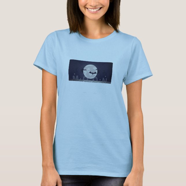 "Vollmond und Fledermäuse" - Himmelskarte T-Shirt (Vorderseite)