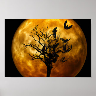 Vollmond und Fledermäuse Poster