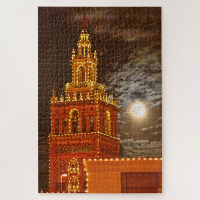 Vollmond und Giralda Tower, Kansas City, Missouri Puzzle (Vertikal)