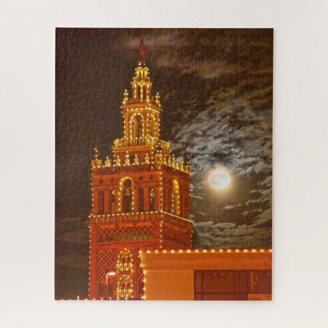 Vollmond und Giralda Tower, Kansas City, Missouri Puzzle (Vertikal)